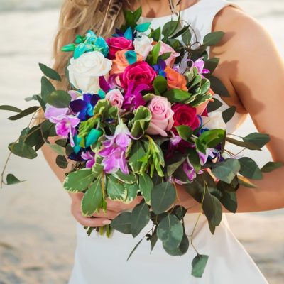  Jewel toned garden style bouquet