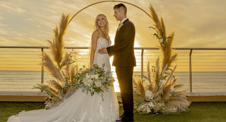 Pampas Grass & Dried Palm Leaves on Circle Arch