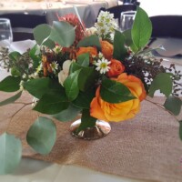 Footed Bowl with Greenery & Flowers Footed Bowl with Greenery & Flowers