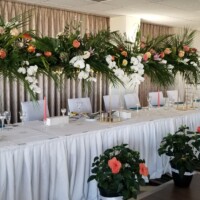 Raised greenery & flower installation