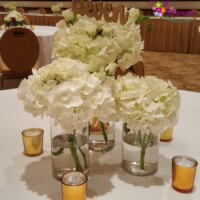3 set cylinders with hydrangea
