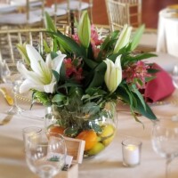 Lily & Altroemeria Bowl with Fruit Lily & Altroemeria Bowl with Fruit