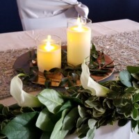 Charger dish w/greenery & LED candles Charger dish w/greenery & LED candles