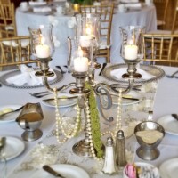 Amaranthus draped candelabra Amaranthus draped candelabra