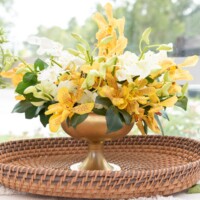Yellow and White Orchid Centerpiece Yellow and White Orchid Centerpiece