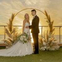 Pampas Grass & Dried Palm Leaves on Circle Arch